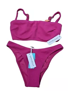 Seafolly bikini donna 8 rosa DD top taglio alto gamba 2 pezzi testurizzato immersione mare - Foto 1 di 11