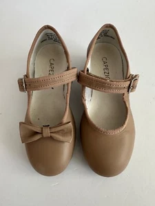Girls Capezio Tap Dance Shoes Size 11 1/2 Beige Leather Upper Adjustable Strap - Picture 1 of 8