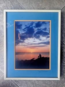 Man At The Sunset Art Print, Signed, Framed, Double Matted 21" X 17" - Picture 1 of 5