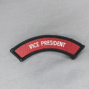 'Vice President' Rocker Ribbon Tab Black Red 3.5" Iron On Patch - Picture 1 of 2
