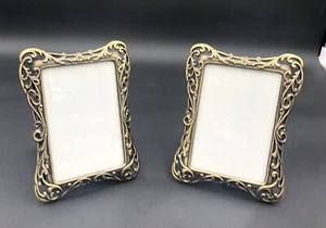 Vintage Intercraft Decorative Brass Pewter Picture Frame 3.5x5in Lot Of 2 - Picture 1 of 5