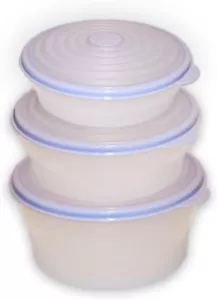 Juego de 3 cuencos rellenos Tupperware rondas grandes de 4, 6 y 8 tazas de niebla de arándanos - Imagen 1 de 1