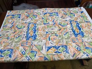 Blue, Green, White, and multi Colored Jacquard Upholstery Material - Picture 1 of 6
