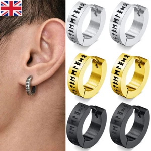 Mens / Ladies Surgical Steel Norse Viking Runes Huggie Hoop Earrings Jewellery - Picture 1 of 18
