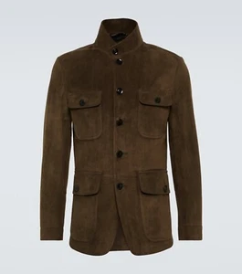 Neu braune Herren Wildleder Militärjacke von SUZAHDI - Bild 1 von 3