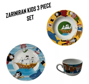ZarinIran Raro Niños Niños Juego de Desayuno Temático Pirata 3 Piezas Usado en Excelente Condición - Imagen 1 de 12