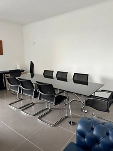 TECNO modello NOMOS tavolo RIUNIONI rettangolare cromo + cristallo nero 8 POSTI - Foto 1 di 3