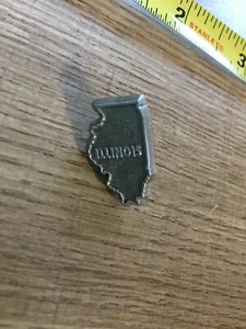 State of Illinois Shaped Silver Pin or Tie Tack - Picture 1 of 3