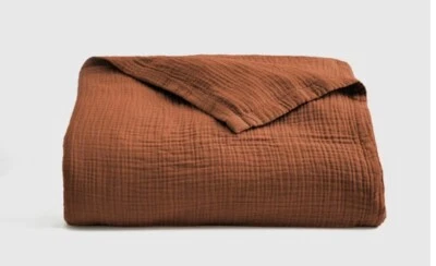 NUEVA SIN ETIQUETAS MANTA GASA AIREADA ORGÁNICA QUINCE AIRY COMPLETA/QUEEN TERRACOTA 100% ALGODÓN Foto 1 de 4