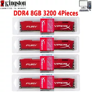 HyperX FURY DDR4 32GB 4X8GB 3200 PC4-25600 Desktop RAM Memory DIMM 288pin 1.2V - Picture 1 of 9