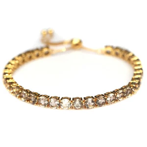 Unheated Gemstones 5 mm. Smoky Quartz 925 Sterling Silver Bracelet 10.5" - Picture 1 of 5