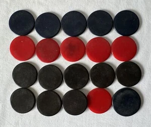 20 Vintage ~40mm Plastic Round Game Playing Pieces Tokens Red Blue Black - Picture 1 of 8