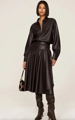 Nova Saia Rebecca Taylor Envoltório de Couro Sintético Tamanho 8 Marrom Chocolate  - Imagem 1 de 4