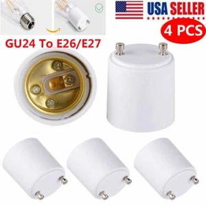 4Pack GU24 To E26/E27 LED Lamp Adapter Standard Bulb Holder Socket Converter US - Picture 1 of 11