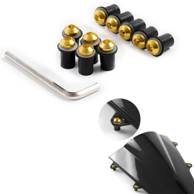 Gold Windshield Bolts fit for Honda Suzuki Kawasaki Yamaha CBR GSXR Ninja YZF R1 - Imagem 1 de 4