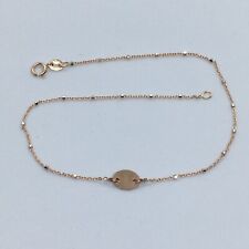New 14 Karat Rose Gold With White Gold Beads Name Plate10 Inch Anklet