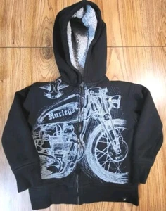 Hurley 3T Toddler Boys Motorcycle Design Fleece Jacket Black White Full Zip - Picture 1 of 9