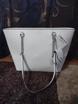 Bolsa tote Anne Klein branca nova bolsa de ombro bolsa grande - Imagem 1 de 4
