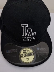 Gorra ajustada New Era 59Fifty Los Angeles LA Dodgers Game MLB talla 7 3/8 negra. - Imagen 1 de 9