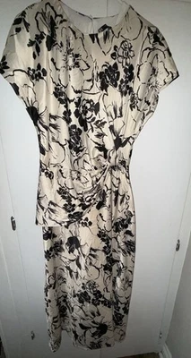 ZARA black/beige silky Floral long dress size  XL - Image 1 of 4