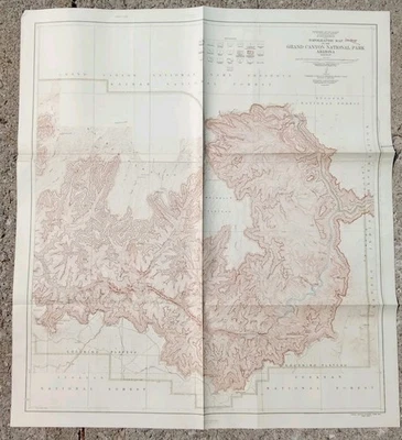 ORIG GRAND CANYON NATIONAL PARK TOPOGRAPHIC MAP ARIZONA EAST HALF 1927 USGS TOPO - Image 1 of 4