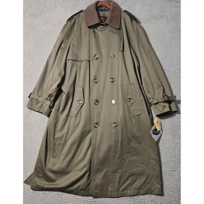 Perusal Trench Coat 44R Brown Belted Classic Double Breasted Collared Wool Liner - Image 1 of 4