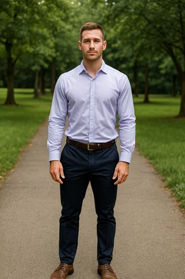 Nautica Signature Athletic Fit Men 16 34/35 Purple Gingham Traveler Long Sleeve - Image 1 of 4