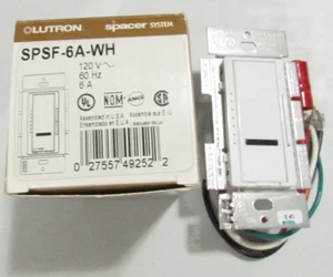 Lutron Spacer System SPSF-6A-WH White 6A Single Pole IR Dimmer - Picture 1 of 2
