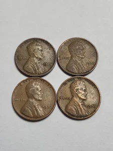 1934, 1935, 1936 and 1937 Lincoln Wheat Cent Pennies - Picture 1 of 3