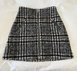 Kooples | Damen 34 (US XS) | Schwarz karierter Tweed Minirock A-Linie Wolle Alpaka - Bild 1 von 8