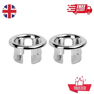 Bathroom Basin Ceramic Sink 2x Open Hole Overflow Cover Chromed Trim 3 Styles - Image 1 of 4