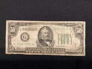 1934 $50 Star Note, Cir / G00075121* - Picture 1 of 2
