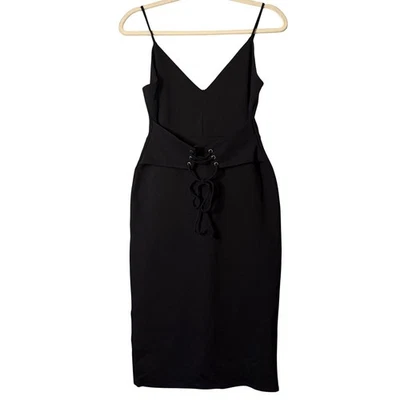 Vestido Anthropologie 4SI3NNA Negro Con Cordones Bodycon Midi Para Mujer Mediano Sexy LBD Foto 1 de 4