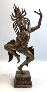 RARA statua cambogiana APSARA danzante vintage 15" bronzo o ottone buone condizioni - Foto 1 di 9