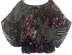 West Kei Vintage Y2K Womens Sheer Paisley Lace Flutter Blouse Size L Whimsygoth - Picture 1 of 11