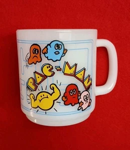 1980s Pac-Man Glasbake Coffee Cup / Mug Milk Glass Vintage Arcade Video Game USA - Picture 1 of 12