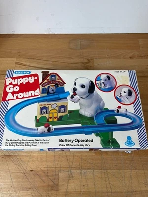 Vintage Blue-Box Puppy-Go-Around Battery Toy Dog Family Track Set Complete Boxed - Image 1 of 4