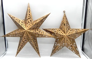 (2) Decoración Colgante Estrella Perforada Intrincada Perforada Metálica Dorada 7 y 5 Puntos - Imagen 1 de 7