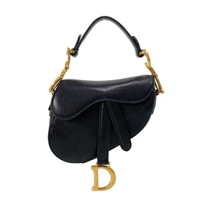 DIOR Saddle Nano Black Leather Mini Crossbody Bag - Picture 1 of 20