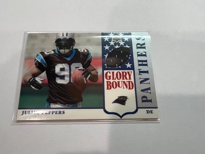 2002 UD Authentics Julius Peppers Glory Bound Jersey Relic Card  - Image 1 of 2