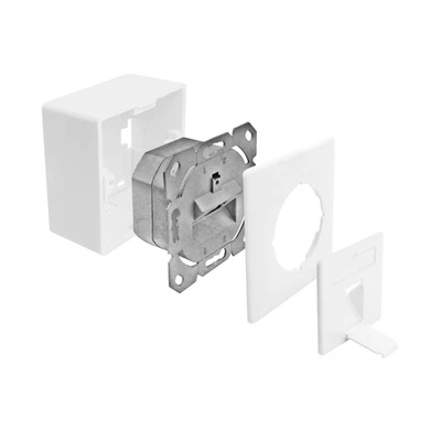 Netzwerkdose Cat.6A 500MHz 1-Port geschirmt weiß Kombidose [Aufputz + Unterputz] - Bild 1 von 4