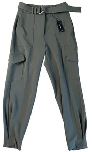 EXPRESS ( 2R ) Olive Green Cargo Ankle High Rise Pants w/ Belt Women 2 Regular - Picture 1 of 18