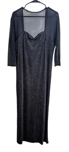 Vestido de Noche Vintage Onyx Nite Negro Brillante Para Mujer Talla 16 Maxi Formal - Imagen 1 de 9