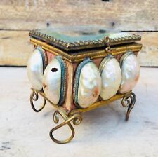 Vintage Rare Copper Gold French Mother Pearl Ormolu Scent Perfume Bottle Box