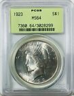 1923 Ms64 Pcgs Peace Silver Dollar Old Green Label