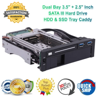 Dual Bay 3.5" + 2.5" SATA III Hard Drive HDD&SSD Tray Caddy Internal Mobile Rack - Image 1 of 4