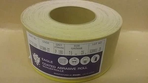 P180 Rotolo Abrasivo Gancio e Passante 75mm x 25m Tagliabile per Strisce Marca Eagle - Foto 1 di 4