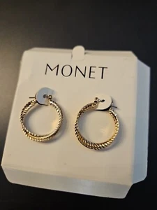New Monet Twisted Twisted Hoop Earrings Vintage P2 - Picture 1 of 5