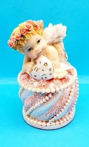 Cherie & Kalvin Collection 1996 Cherub Holding A Heart Almohada Caja Baratija - Imagen 1 de 12