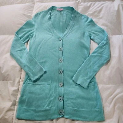 Cárdigan de cachemir Lilly Pulitzer suéter bolsillos talla mediana verde azulado Foto 1 de 4